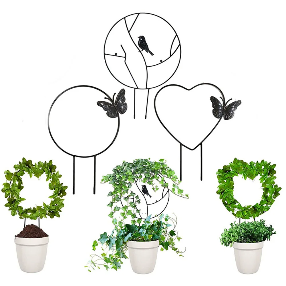 

Iron Garden Trellis For Climbing Plants Small Trellis For Indoor Potted Plants Black Plant Climbing Frame Butterfly Bird Shape