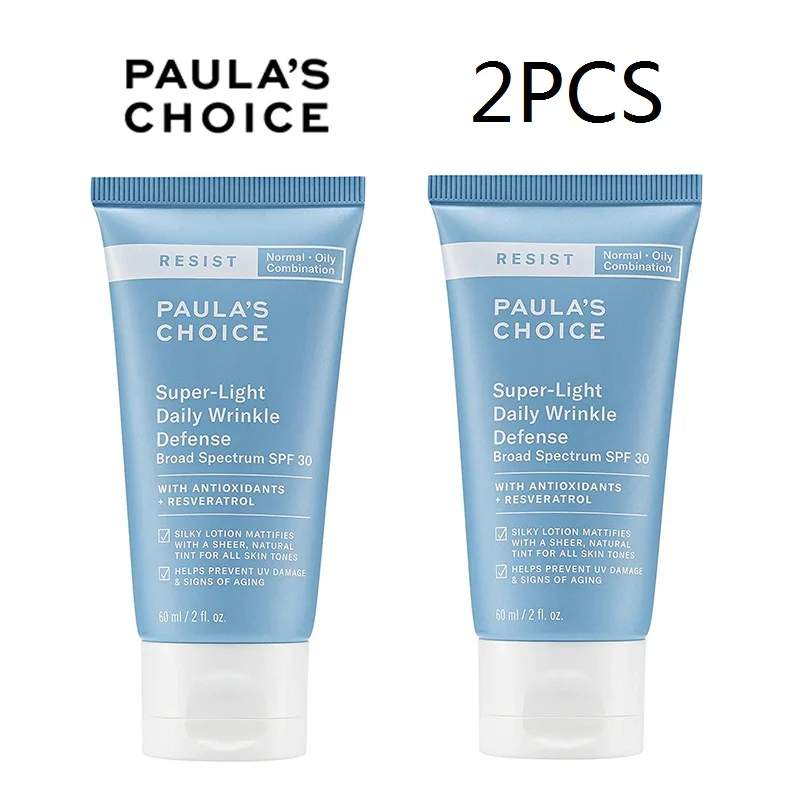 

2PCS Paula's Choice RESIST Super-Light Daily Wrinkle Defense SPF 30 Matte Tinted Face Moisturizer UVA Protection Sunscreen 60ml