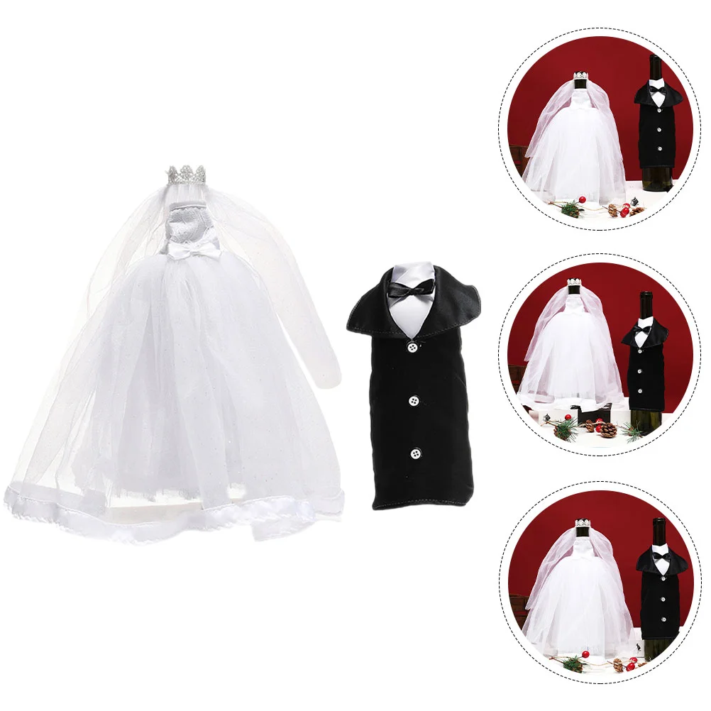 

Wedding Bottle Set Christmas Decor Romantic Cover Props Covers Cloth Decorative