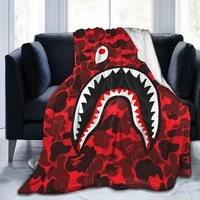 bape shark throw blanket ultra soft lightweight bed blanket quilt durable home decor velvet blanket sofa blanket