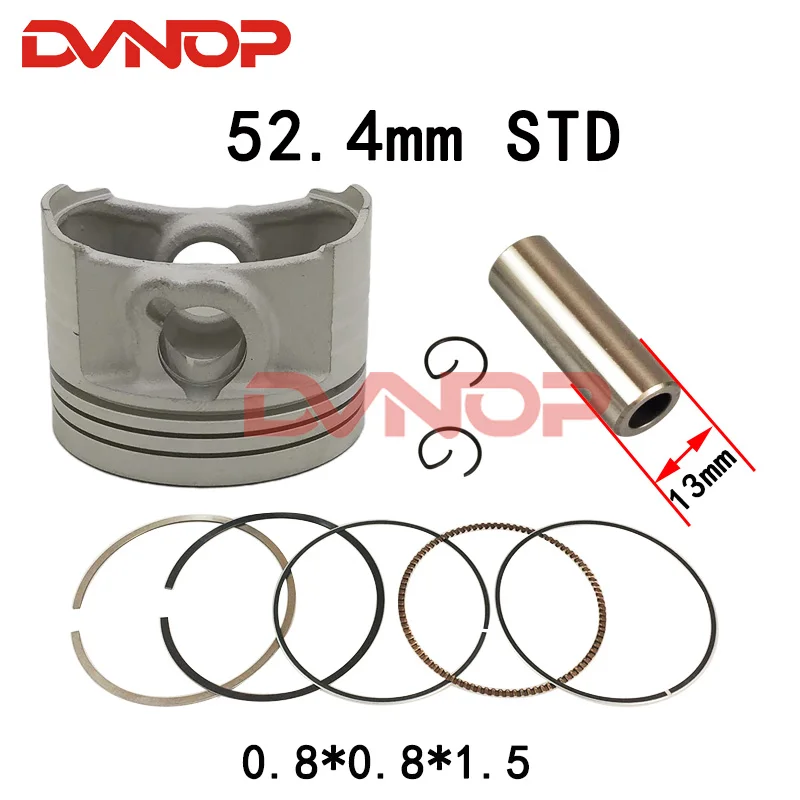

Мотоциклетный 52,4 мм STD + 25 + 50 + 75 + 100 поршень 13 мм Контактное кольцо 0,8*0,8*1,5 мм комплект для Honda CBF125 Φ