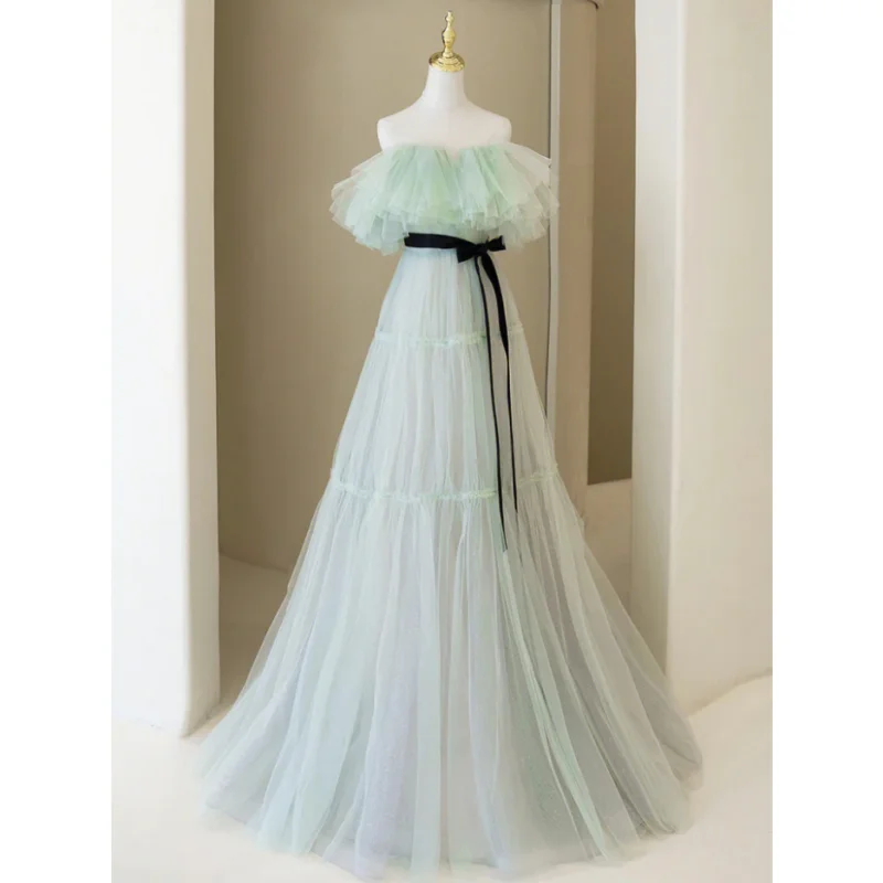 

15310# Custom Casual Sweep Train Ruffles Belt Wedding Bridal Ball Gown Birthday Party Dress Plus Size Women Prom Evening Dresses