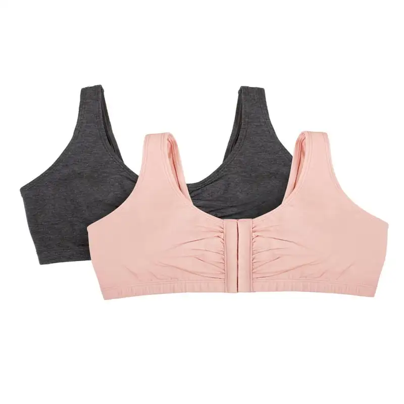 

Comfort Front Close Cotton Sports Bra, 2 Pack