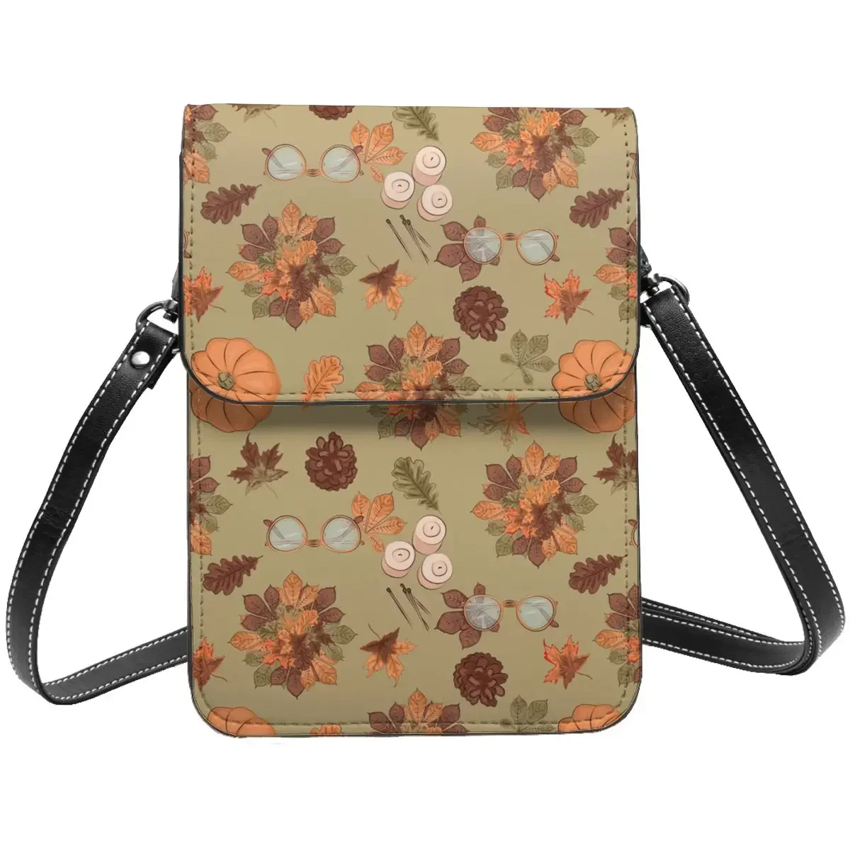 

Autumn Set Shoulder Bag Yellow Leaves Pumpkin Female Bulk Mobile Phone Bag Reusable Leather Work Bags