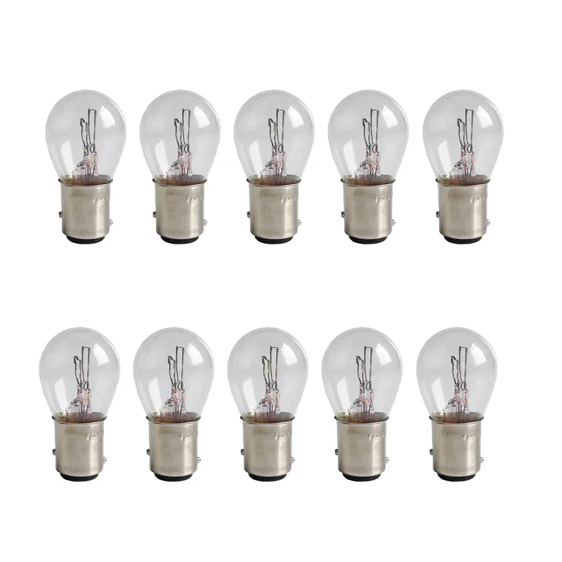 10 шт. DC12V 380 BAY15D 1157 21/5 Вт натуральное белое стекло двойная нить теплый белый