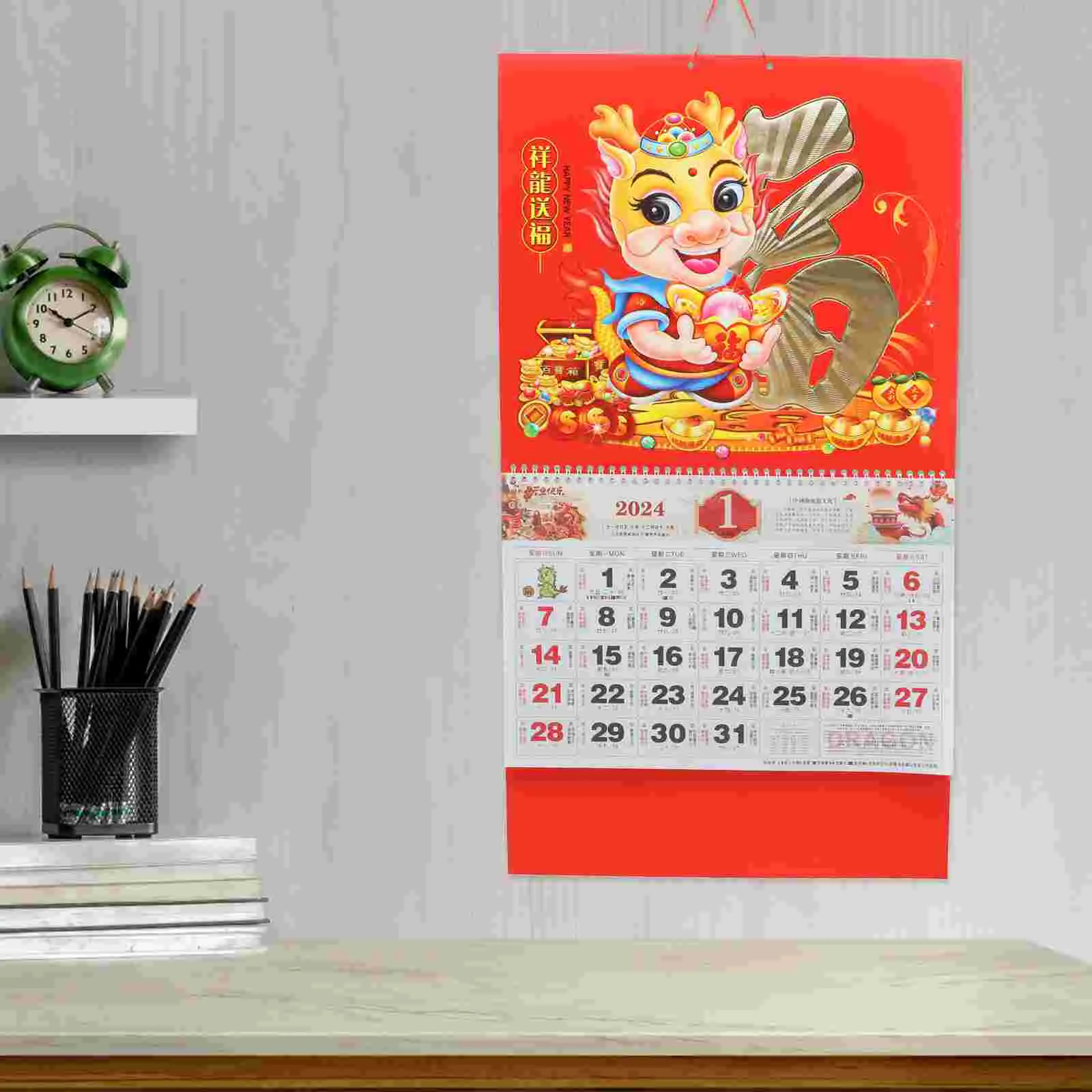 

Календарь на китайском, 2024 год, календарь на стену дракона, Китайский праздник весны, календарь на лунный год, календарь на китайский новый год