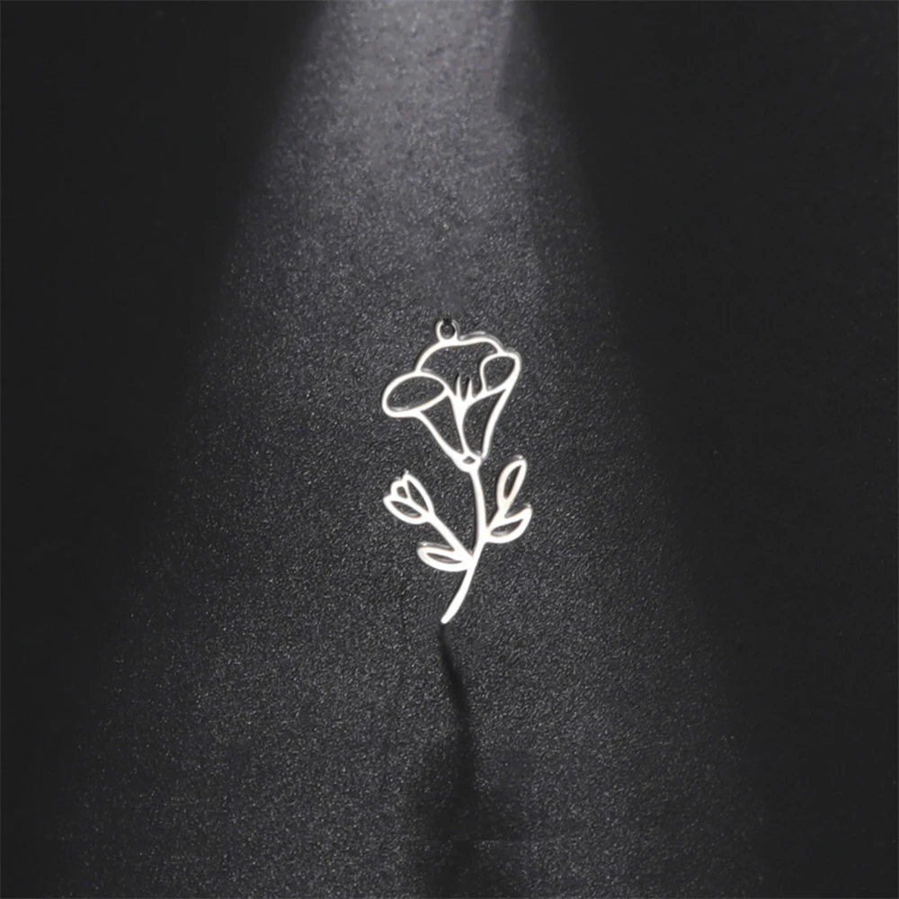 5pcs Stainless Steel Flower Charms For Bracelet Earrings Diy Jewelry Making Wholesale Necklace Morning Glory Pendant Accessories