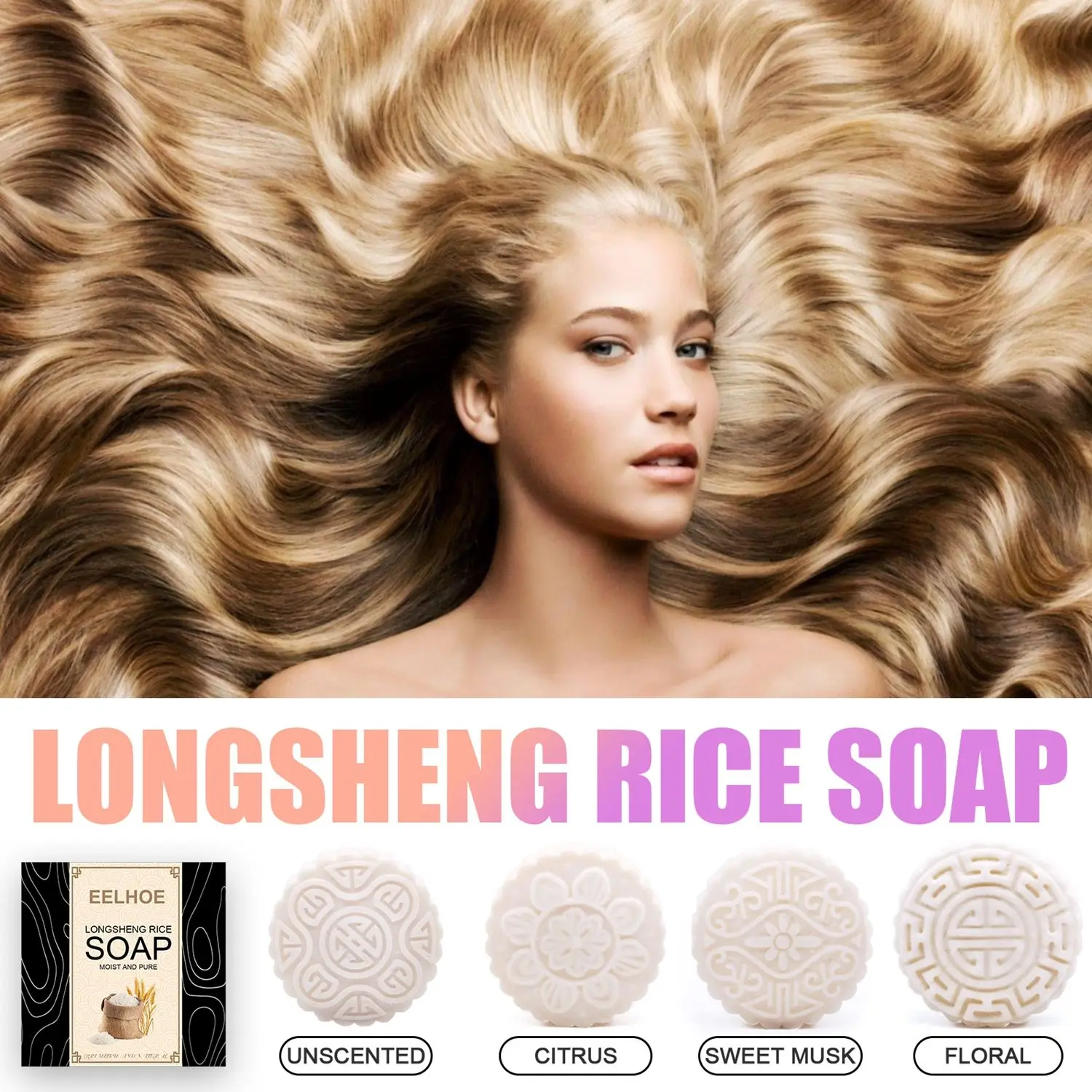 

LONGSHENG Oil Control Citus/Floral Natural Anti Dandruff Rice Shampoo Soap Hair Care Hair Growth