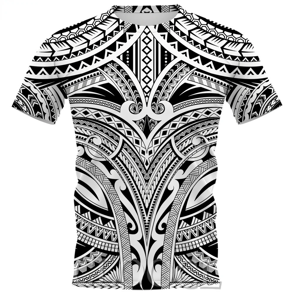 

Summer Viking Tattoo 2023 T-shirt Men's Polynesian style 3D printed oversized Short sleeved unisex casual Top 6XL