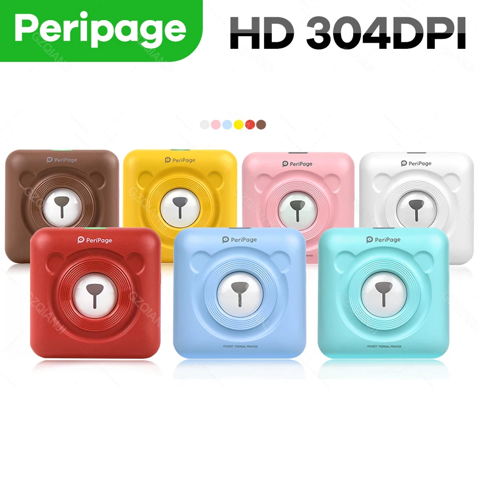 Портативный Термопринтер 58 Мм Peripage A6 Bluetooth 304DPI Белый Фиолетовый Карманный