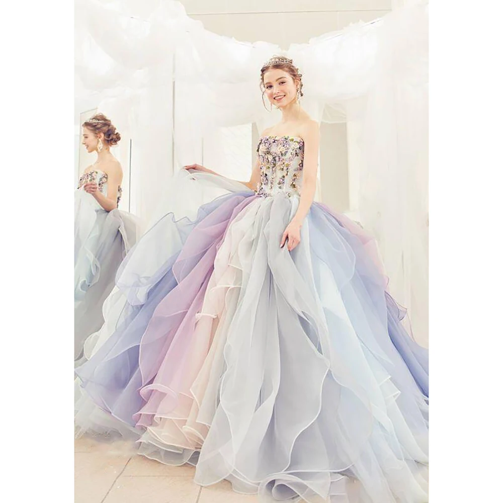 Фото Женское вечернее платье It's yiiya, разноцветное ТРАПЕЦИЕВИДНОЕ платье без бретелек на заказ на лето 2019 №1