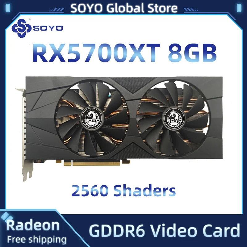 

SOYO RX5700XT 8GB Graphics Card GPU GDDR6 256-Bit 8pin+8pin 7nm New Video Card Support Desktop CPU placa de video