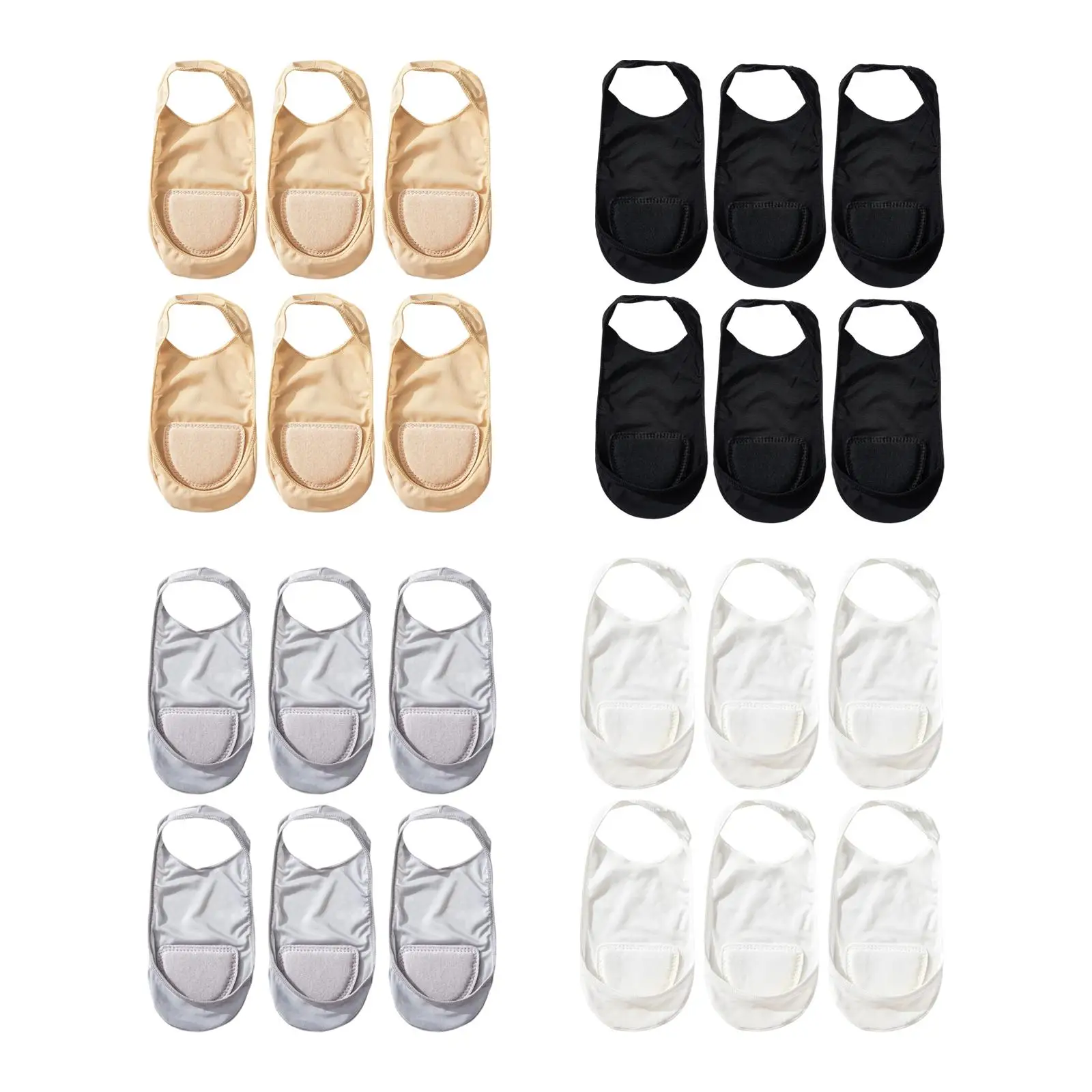 

3Pairs Low Cut No Show Socks Full Toe Womens Invisible Socks for Flats