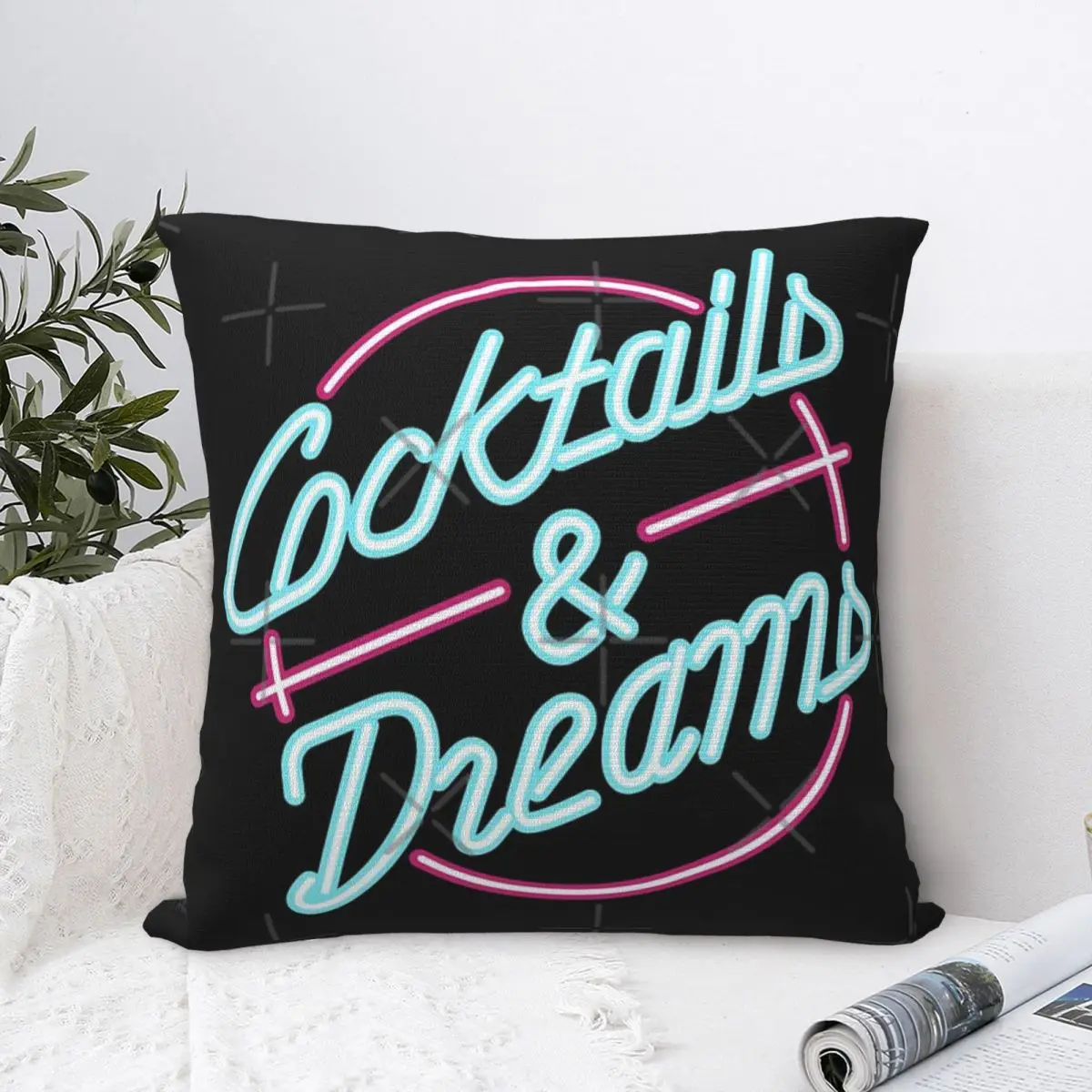 Cocktails Dreams Яркая лагуна Неоновая оригинальная HD наволочка Роскошная декоративная