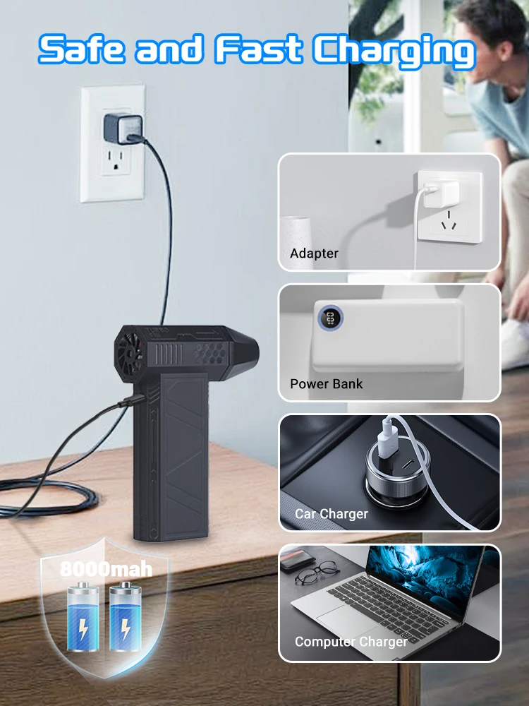 Пылесос с зарядным устройством типа C 140000 об/мин 52 м/с X3 Насильственный вентилятор