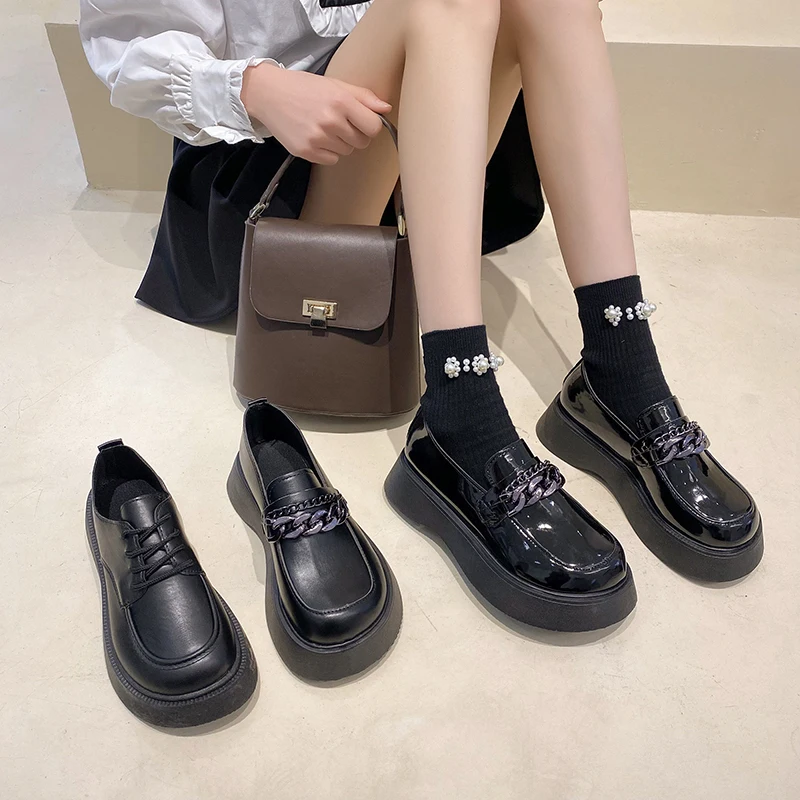 

Туфли-оксфорды женские без шнуровки, повседневные кроссовки, платформа, круглый носок, мех, клоги, лоферы, лето 2023