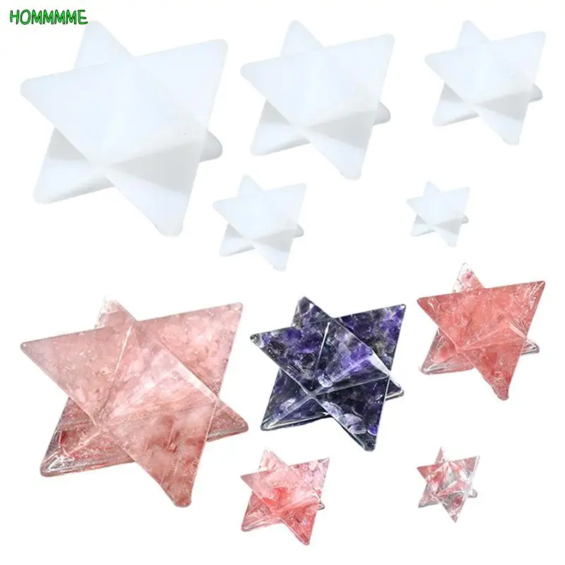 

1pc Hexagram Mould DIY Epoxy Resin Drop Merkaba Star Crystal Mold Six Star Pendant Ornaments Silica Gel Mold