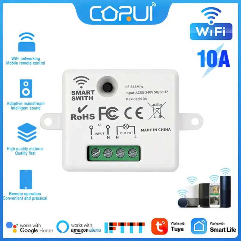 

Умный мини-переключатель CORUI, однопроводный телефонный пульт дистанционного управления, радиочастотный Wi-Fi контролируемый регулярно