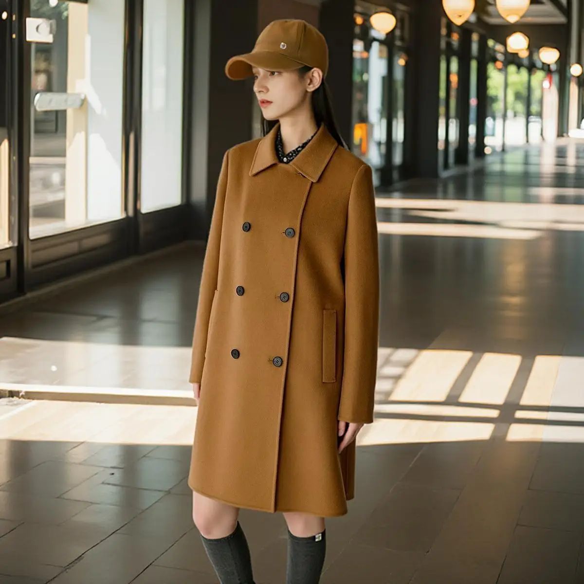 Longzi Женская одежда 2024 ранняя осень новое флисовое двустороннее шерстяное пальто