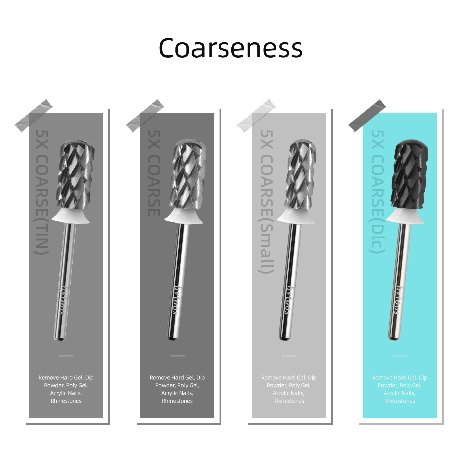 HYTOOS DLC черные безопасные твердосплавные сверла для ногтей 5XC с гладким верхом и