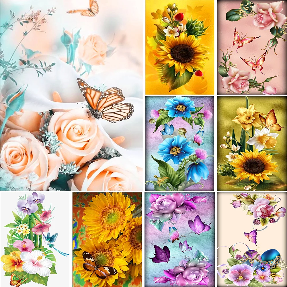 

Алмазная 5D Вышивка «сделай сам», для рисования цветов, бабочек, аксессуар для украшения дома