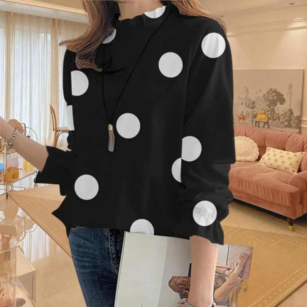 

Женская Офисная рубашка с длинным рукавом, в горошек