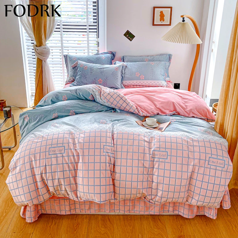 

3/4pcs Bed Sheet Set Linens Duvet Cover Pillowcases Twin Size Bedding People Luxury Bedspreads Comforter Hairy Winter Bedclothes