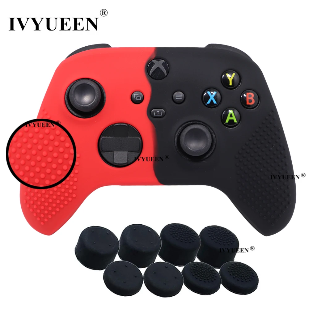 

IVYUEEN для контроллера XBox серии X S XSX XSS, силиконовый защитный гелевый Чехол для телефона с 8 кнопочными захватами, аналоговая Крышка для стика