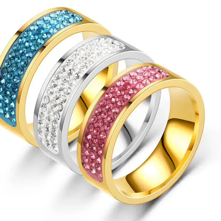 18k ring gold trendy valentine day rings white avenue ring stainless steel