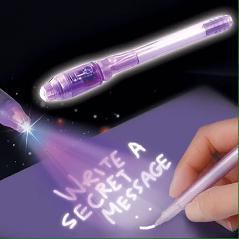 

Invisible Colorless Ink Ultraviolet Light UV Lamp Fluorescent Magic Pen Luminous Light Pen Magic Purple 2 In 1 Drawing Pen