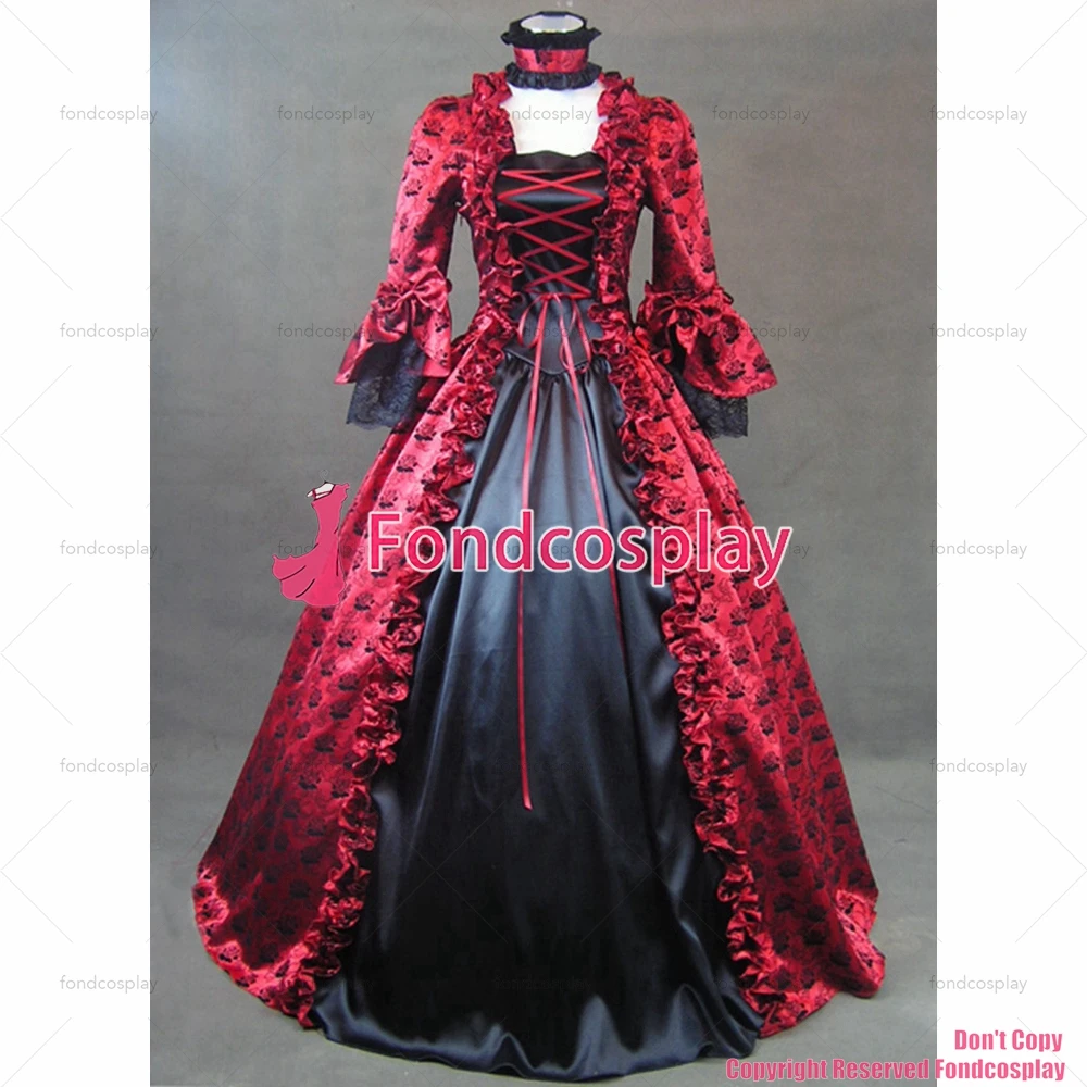 

Длинное вечернее атласное платье fondcosplay в готическом стиле, Лолита, панк, средневековое платье красного цвета, CD/TV[CK1390]