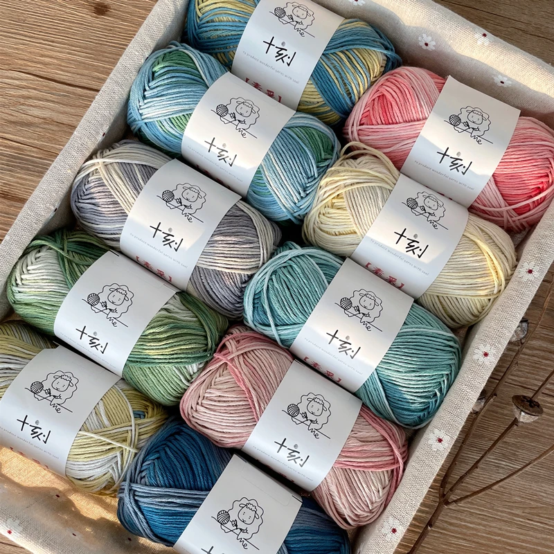 6 шт. 50 г/шар окрашенный 8-жильный хлопок фонарик 100% нить шарф