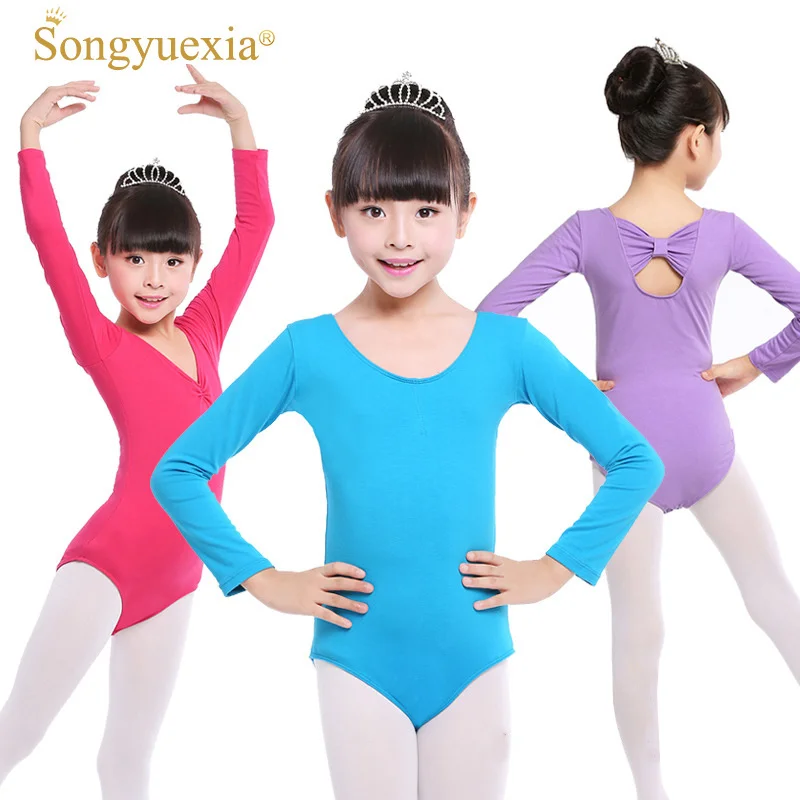 

Songyuexia Children/Woman gymnastics leotard Dancewear Girl Pure Cotton Long Sleeve Ballet dancewear for kid 5colors 100-170cm