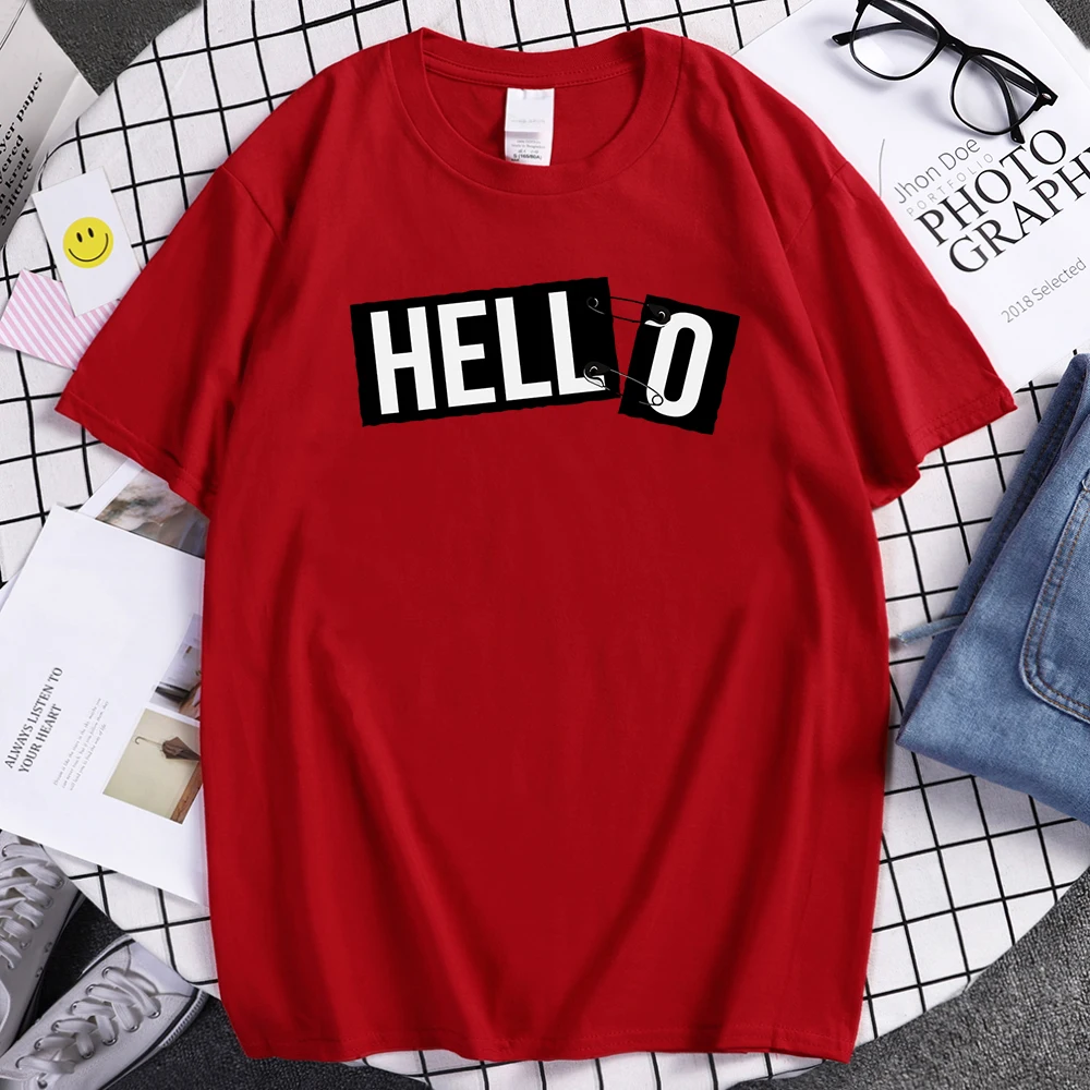 

Letters "Hell" Connected "O" So It'S Hello Print Tshirt Cotton Brand Tee Shirts Men Soft Cool Clothing Harajuku Soft T-Shirt Men