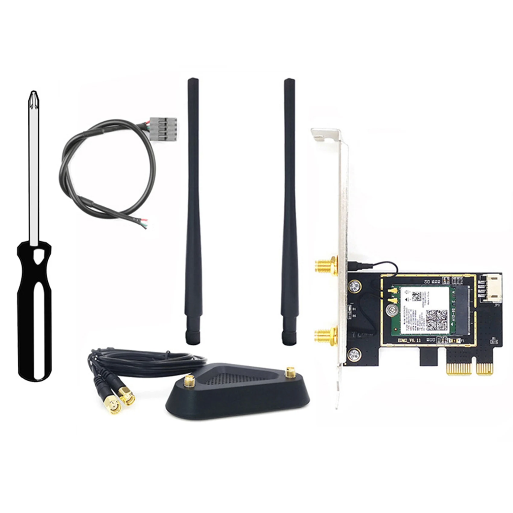 

AX210 WiFi6E Desktop Built-in PCIE Wireless Network Card with Removable 8DB Extension Cable Antenna Bluetooth