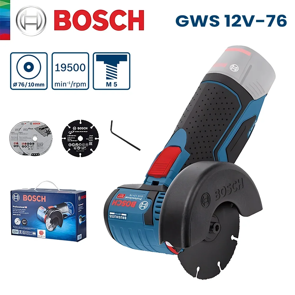 Bosch GWS 12V-76 Аккумуляторная угловая шлифовальная машина 76 мм Режущий диск 19500 об/мин