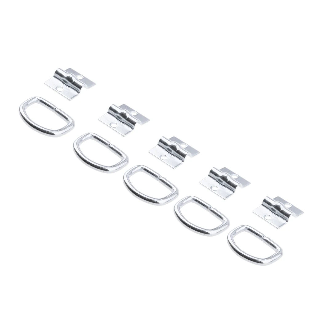 

5 Pieces Trailer Boat D Ring Rope Chain Strap Tie Down Surface Mount