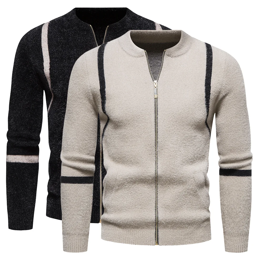 

2022 Young Men's Knit Slim Zipper Cardigan Wear Casual Fashion Sweater