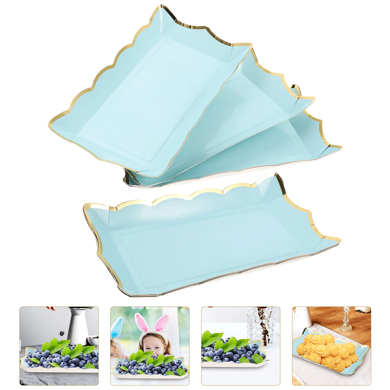 

4pcs Rectangle Cardboard Serving Platters Disposable Serving Trays and Platters Fruit Trays for Parties
