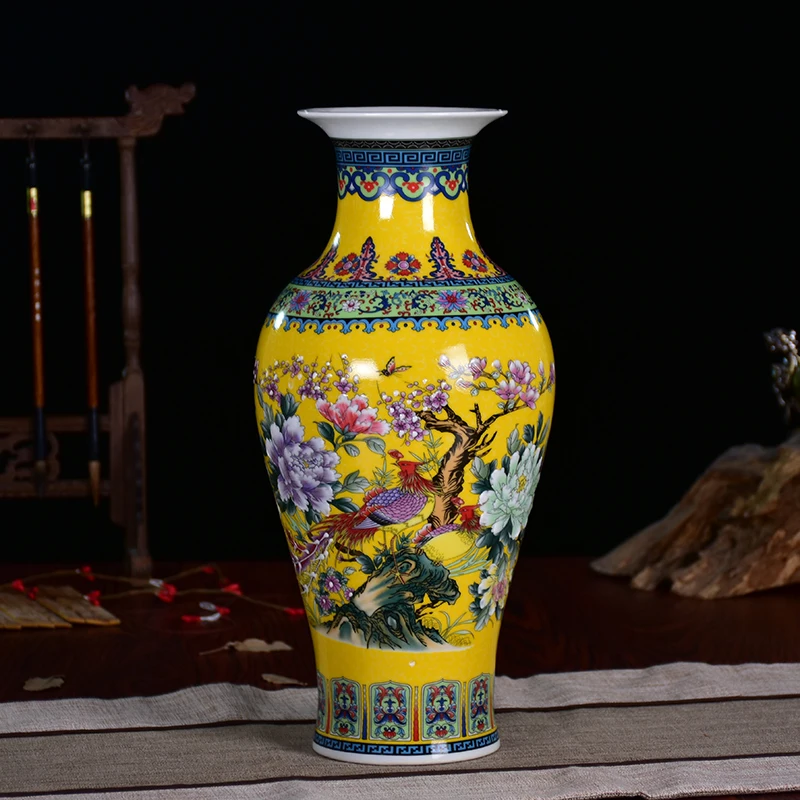 

Jingdezhen Enamel Ceramic Vase Living Room Flower Arrangement Wine Cabinet Office Home Decoration Hydroponic Crafts