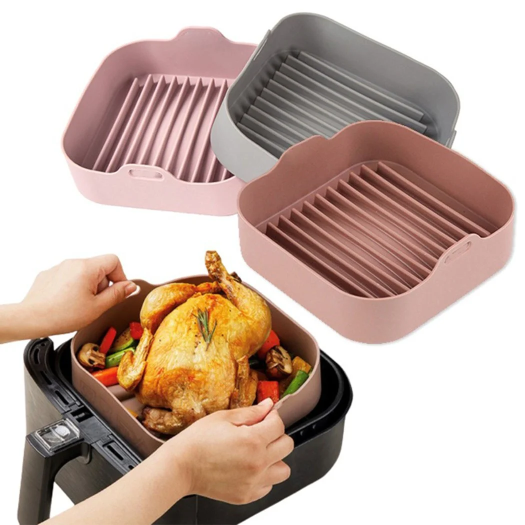 

AirFryer Accessories Silicone Pot Bakeware Oven Baking Tray Bread Fried Chicken Pizza Mat Replacemen Grill Pan Kitchen Tools