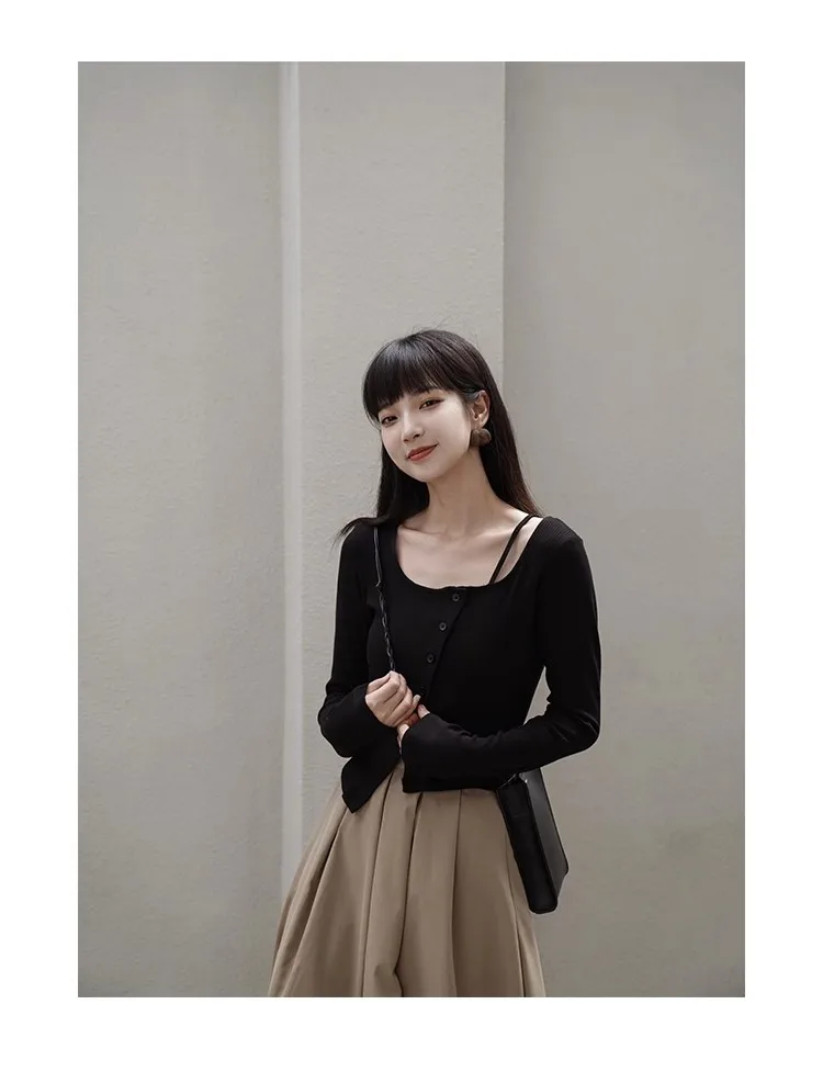 

Women Cardigans Solid Hot Slim Irregular Design Crop Tops Stylish Streetwear Teenagers All-match Knitted Basic