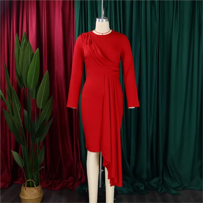 Женское элегантное белое/красное платье модное асимметричное облегающее