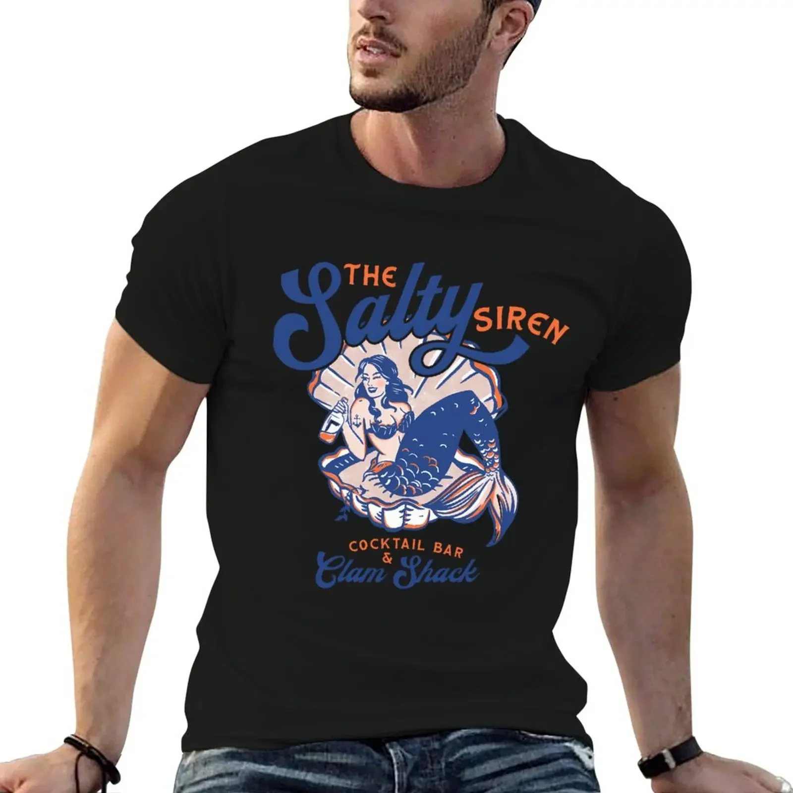 The Salty Siren Cocktail Bar Clam Shack Cute Retro Mermaid Travel Art Футболка с короткими рукавами футболка