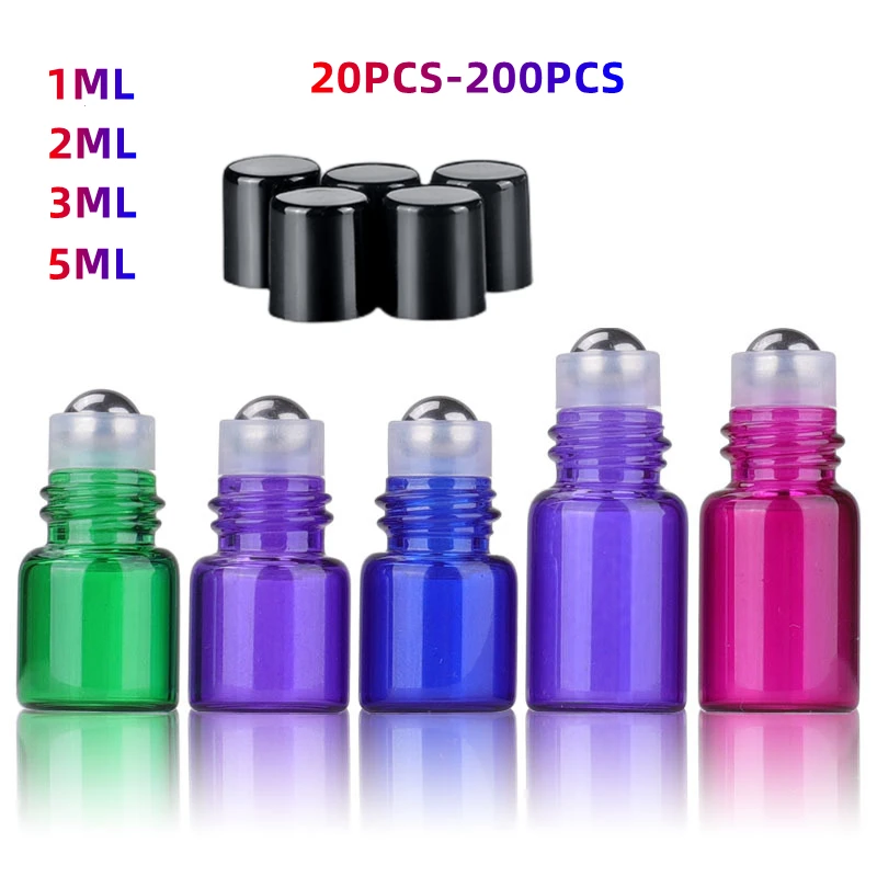 1ml-10ml Walk Bead Bottle Color Essential Oil Steel Ball Mini Perfume Portable Glass Split Empty Amber Roll on Sample Test