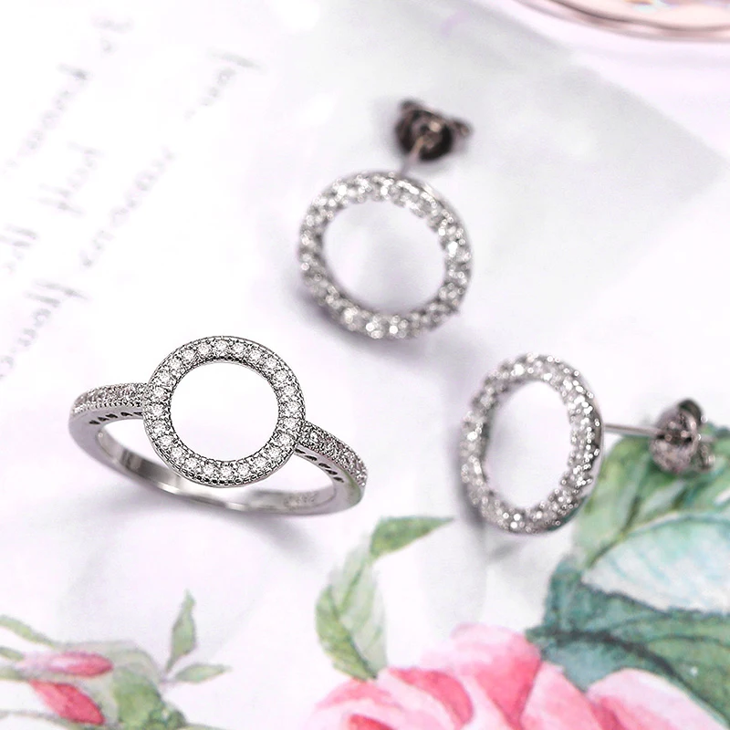 

TENGTENGFIT Fashion Luxury Versatile Dazzling Circle Gold Color Stud Earrings for Women Teen Wedding Girl Gift Wholesale Jewelry