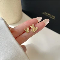 2022 korean retro asymmetrical butterfly earrings fashion cute animal brincos statement stud earrings jewelry gift