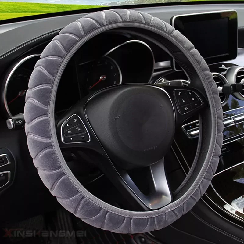 

NEW2023 37-39cm Universal Steering Wheel Cover Soft Warm Plush Steering Wheel Cover For Winter Warm Car Steering Wheel Interior