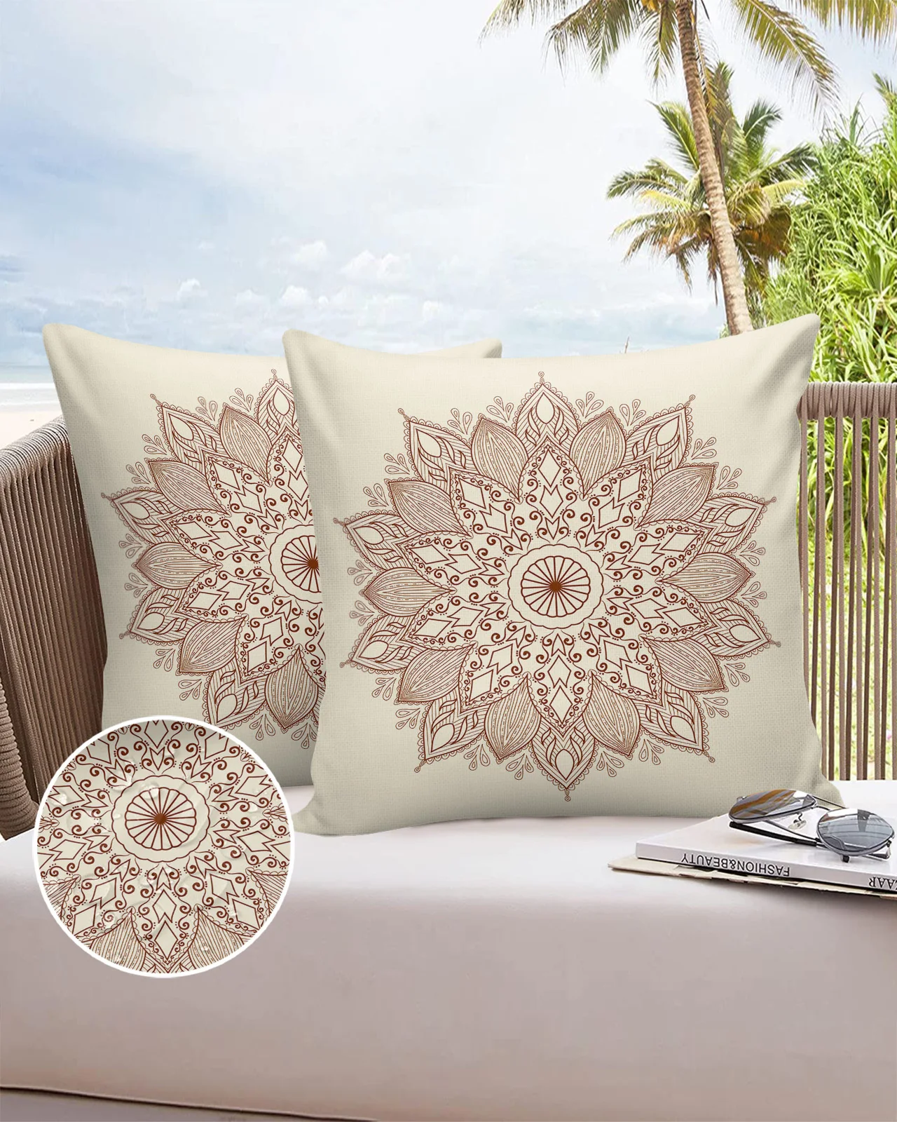 

Mandarins Flowers Flowers Ethnic Flowers Waterproof Pillow Cover Home Office Decoration Pillow Case Chair Sofa Cushion Cover