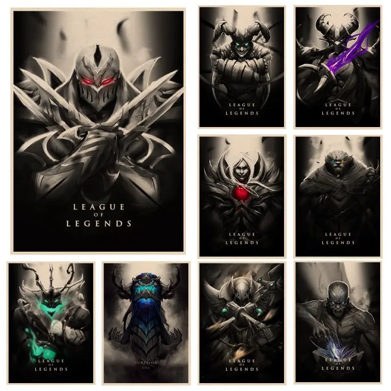 

League Of Legends Anime Posters Kraft Paper Vintage Poster Wall Art Painting Study Nordic Home Decor